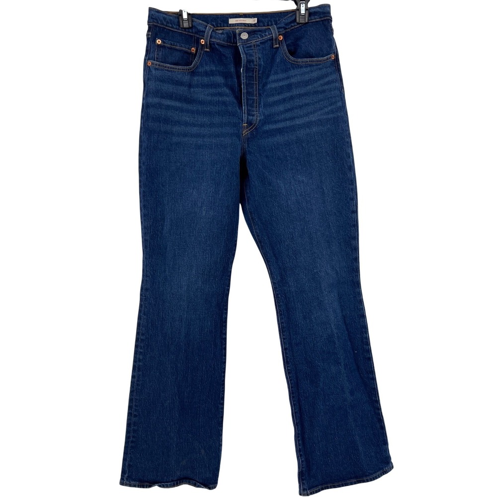 Levis Premium Ribcage Boot Jeans Dark Wash High Rise Womens 32x33